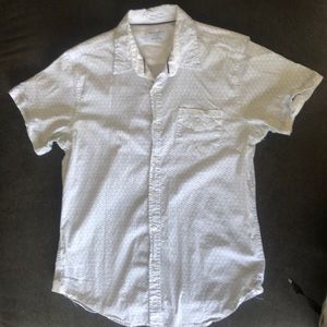 Men’s white button up - large with blue pattern